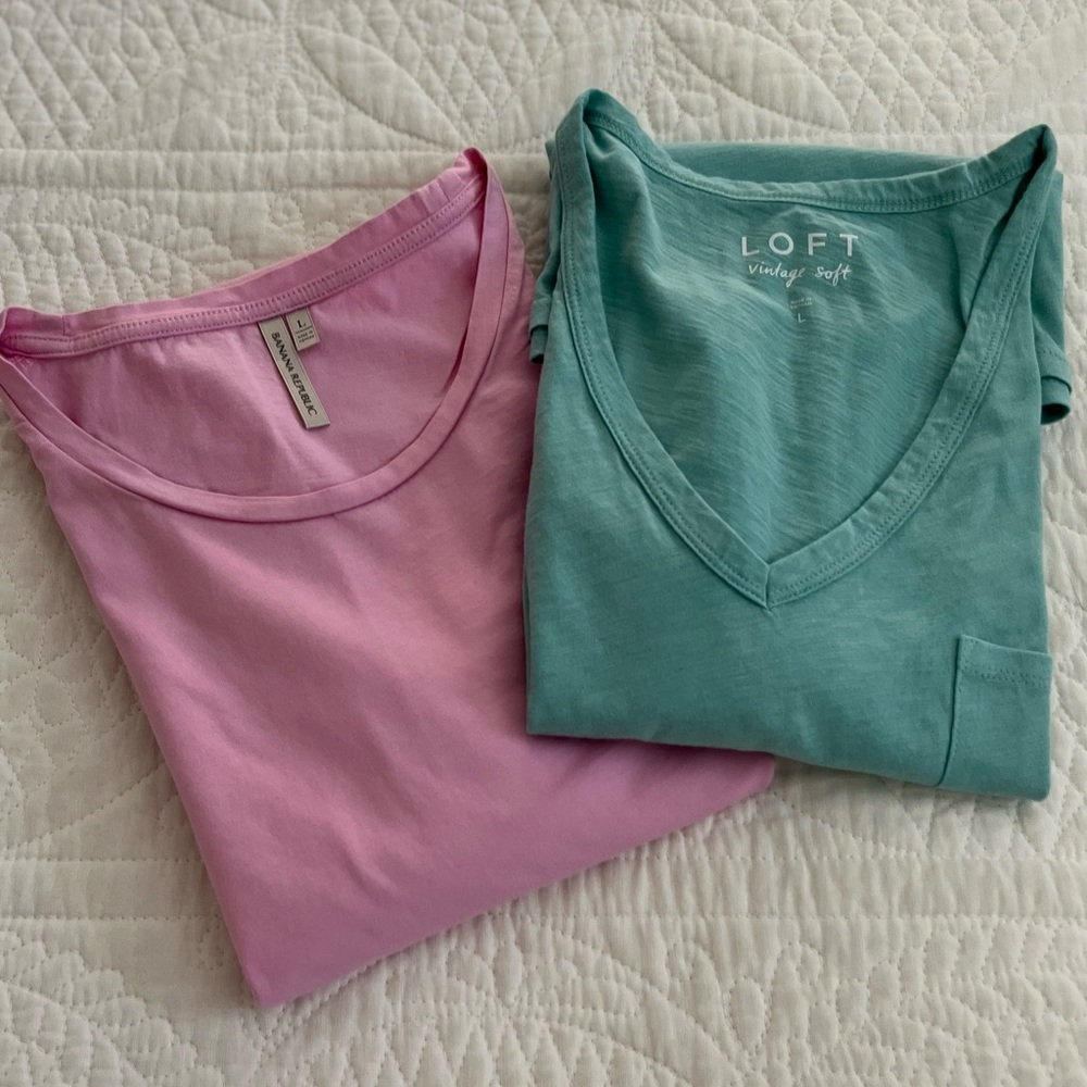 BANANA REPUBLIC TEE and LOFT TEE- TWO TEES SOLD TOGETHER